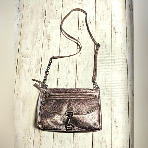 The Sak Handbags - The Sak Pyrite Metallic Ventura Genuine Leather Crossbody Bag Purse Pockets
